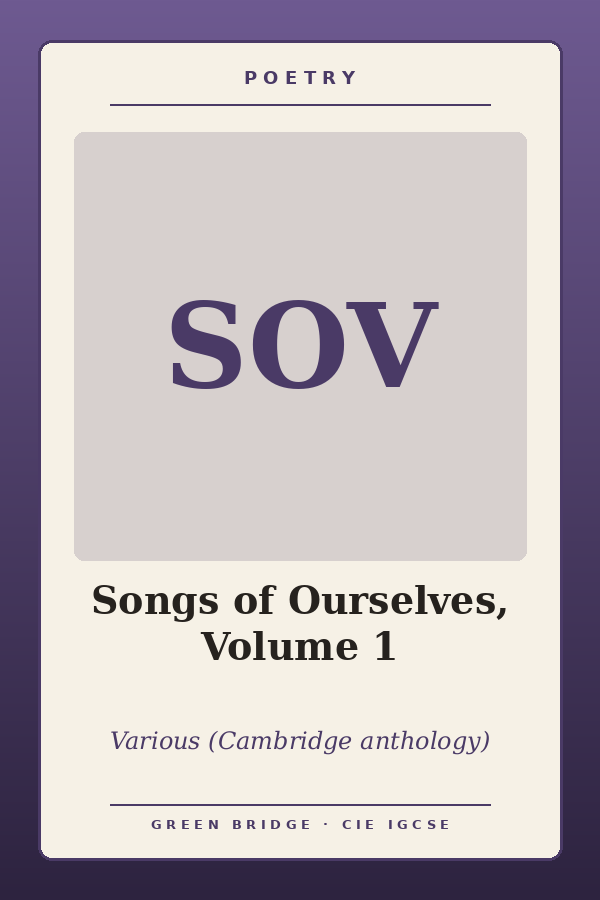 Songs of Ourselves, Volume 1 (set poems)